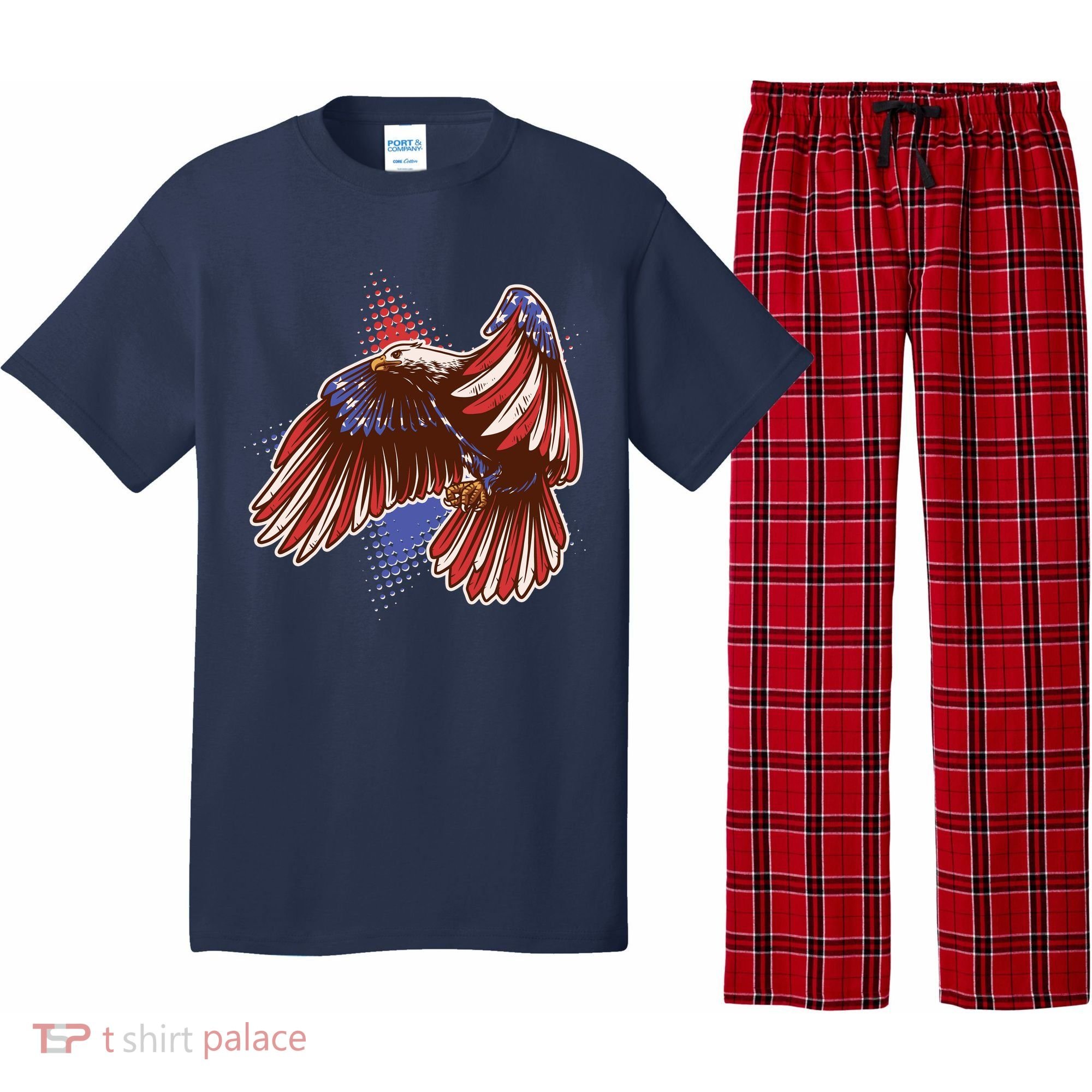 American USA Flag Patriotic Bald Eagle Pajama Set