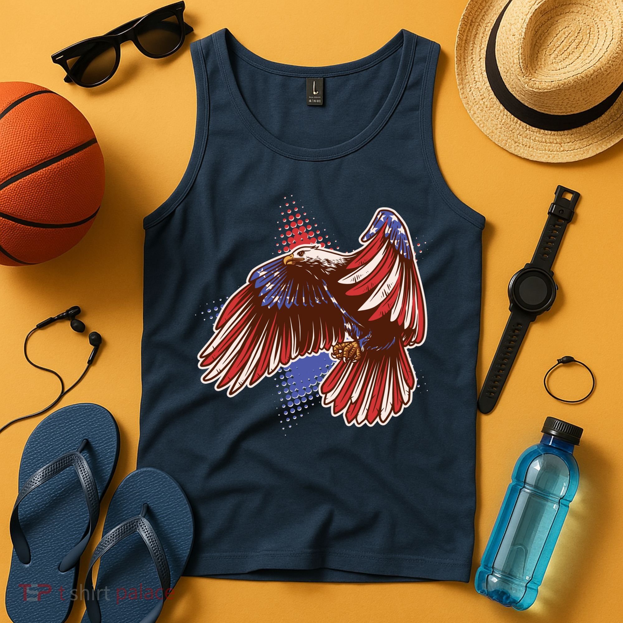 American USA Flag Patriotic Bald Eagle Tank Top