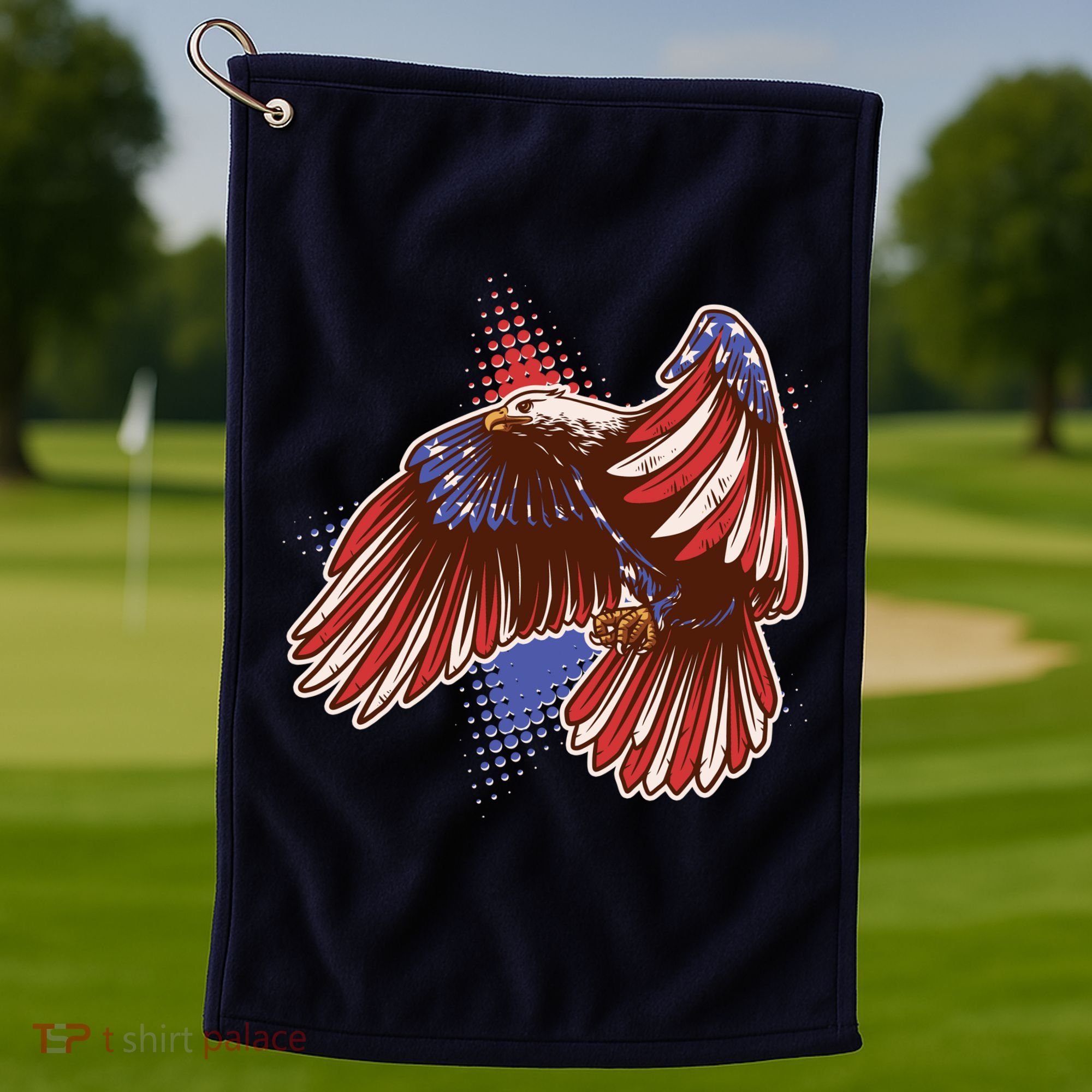 American USA Flag Patriotic Bald Eagle Golf Towel