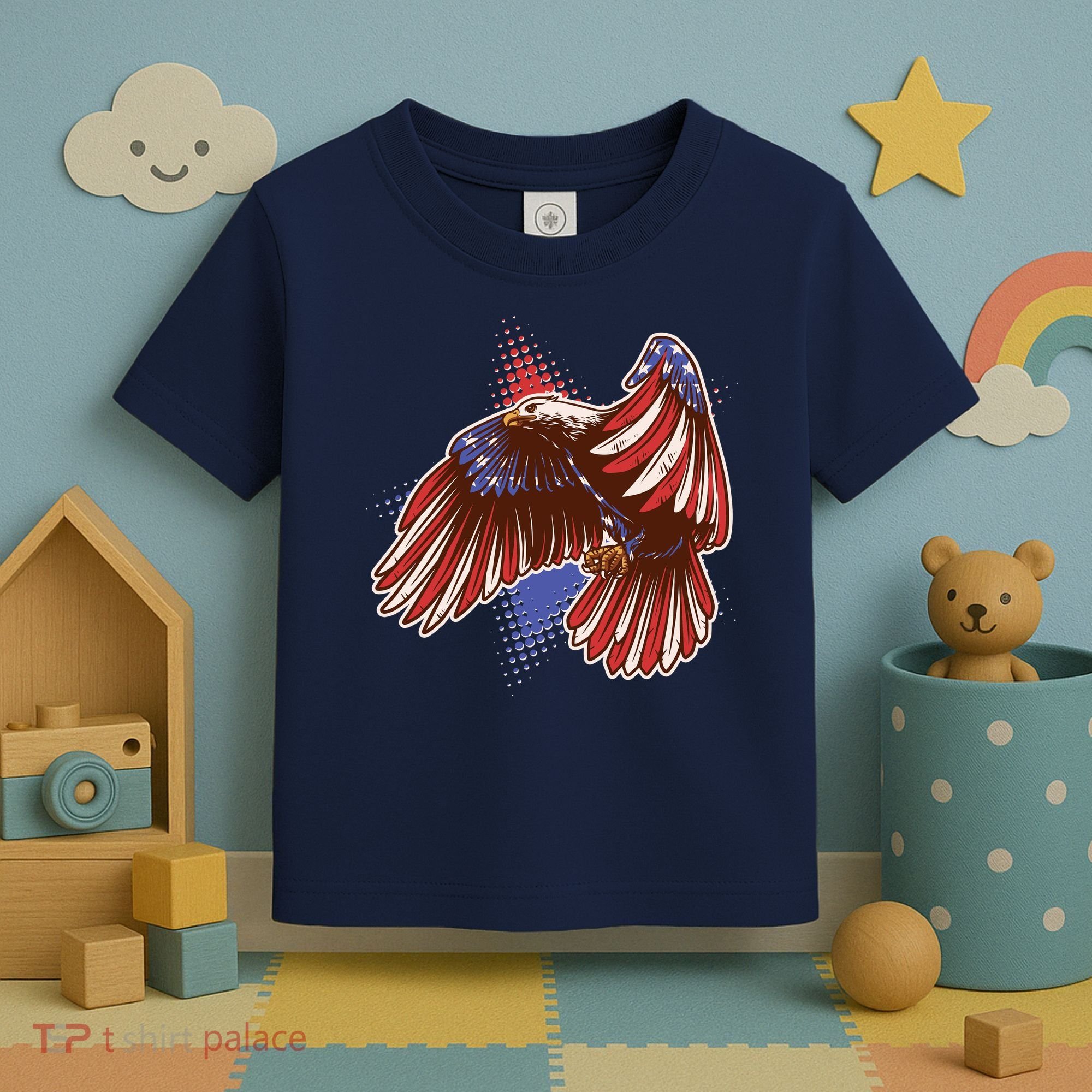 American USA Flag Patriotic Bald Eagle Toddler T-Shirt