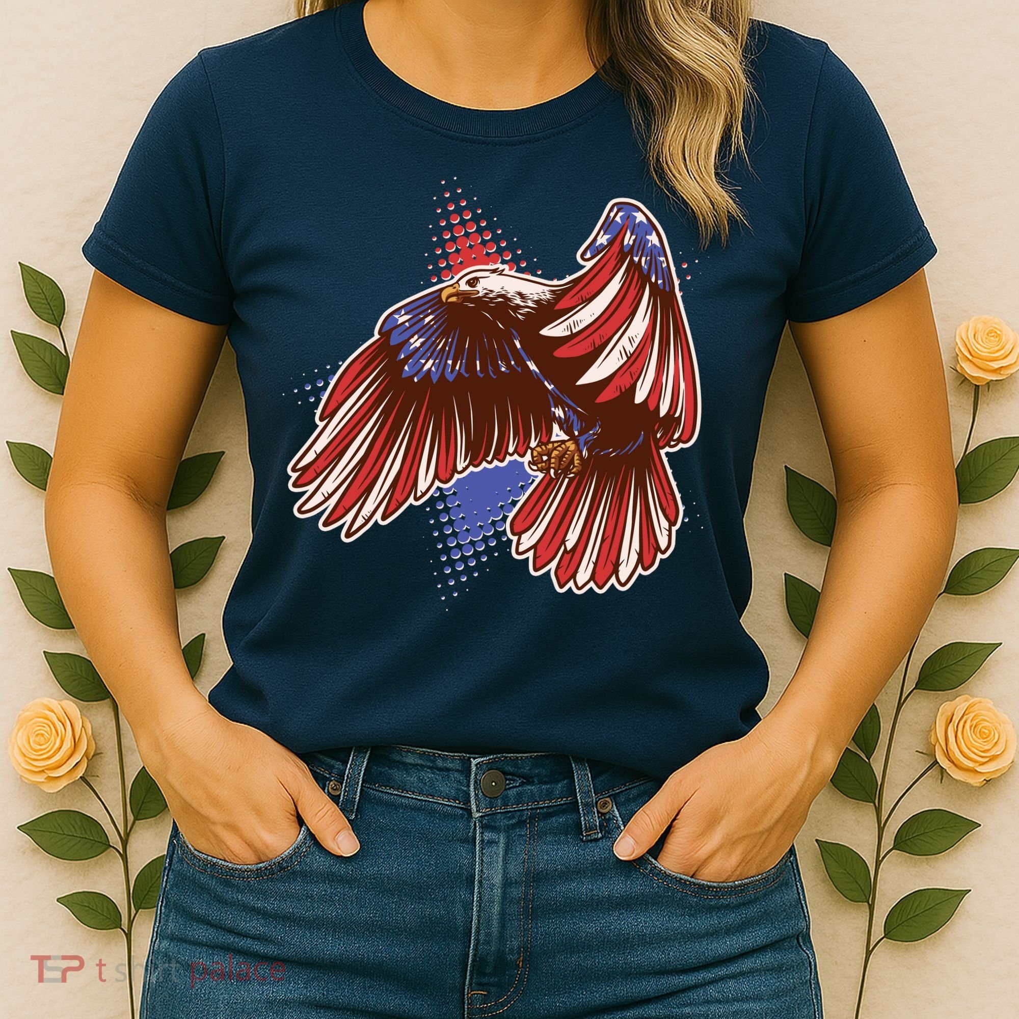 American USA Flag Patriotic Bald Eagle Women's T-Shirt