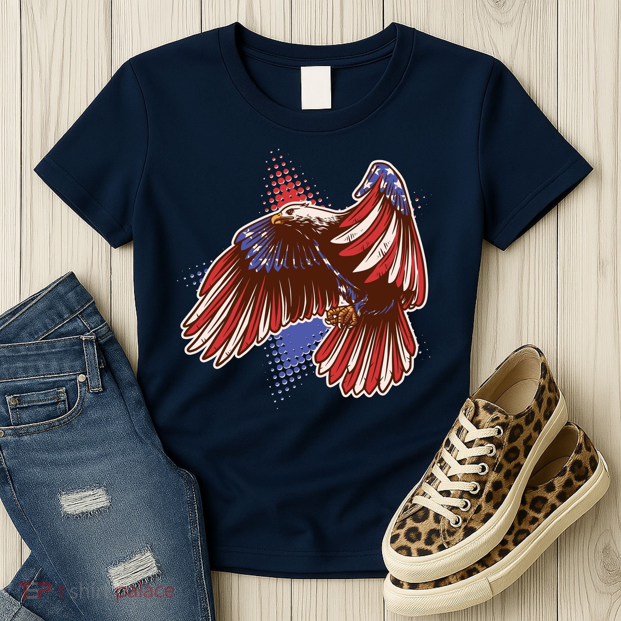 American USA Flag Patriotic Bald Eagle Women's T-Shirt