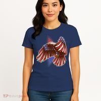 American USA Flag Patriotic Bald Eagle Women's T-Shirt thumb 4