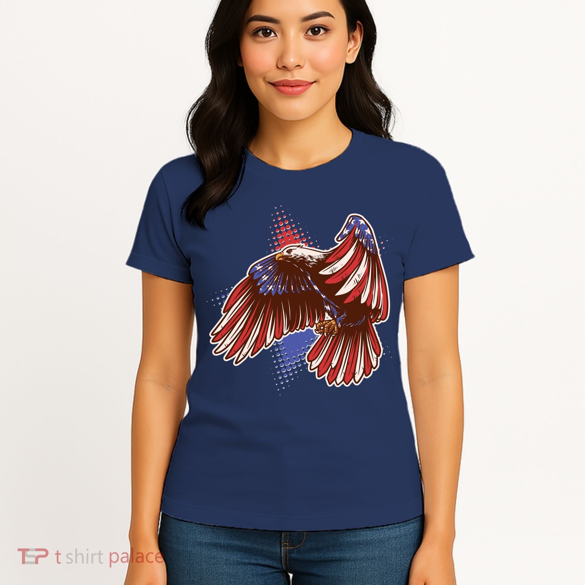 American USA Flag Patriotic Bald Eagle Women's T-Shirt