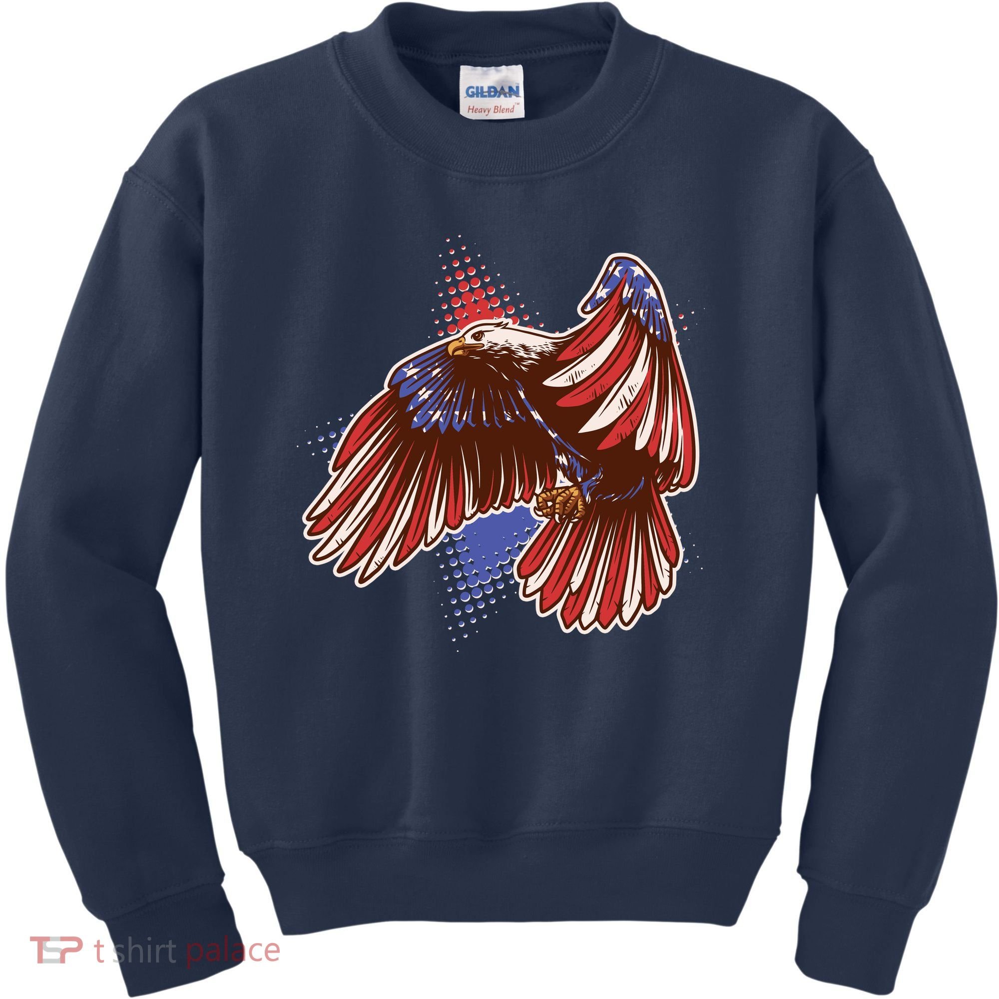 American USA Flag Patriotic Bald Eagle Kids Sweatshirt