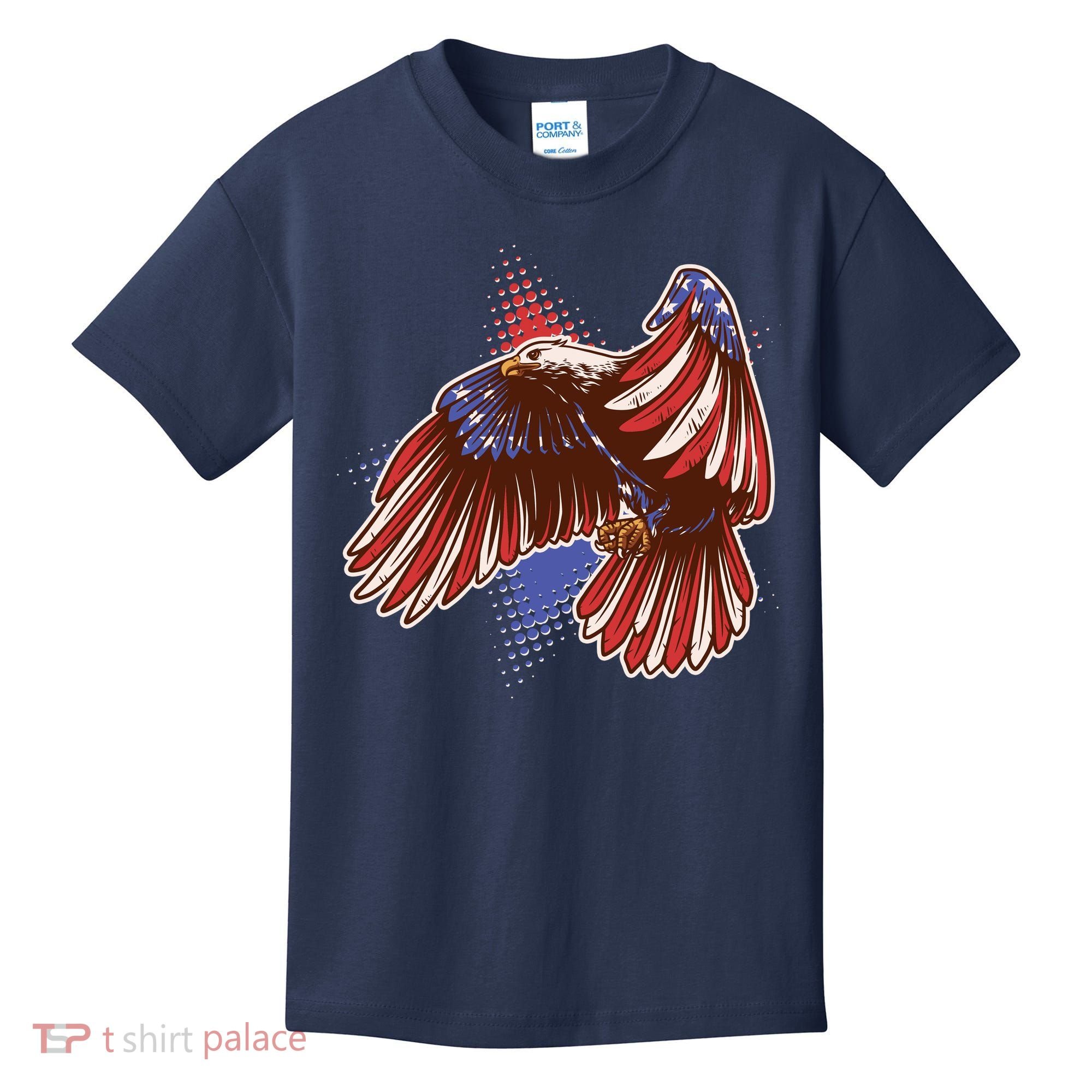 American USA Flag Patriotic Bald Eagle Kids T-Shirt