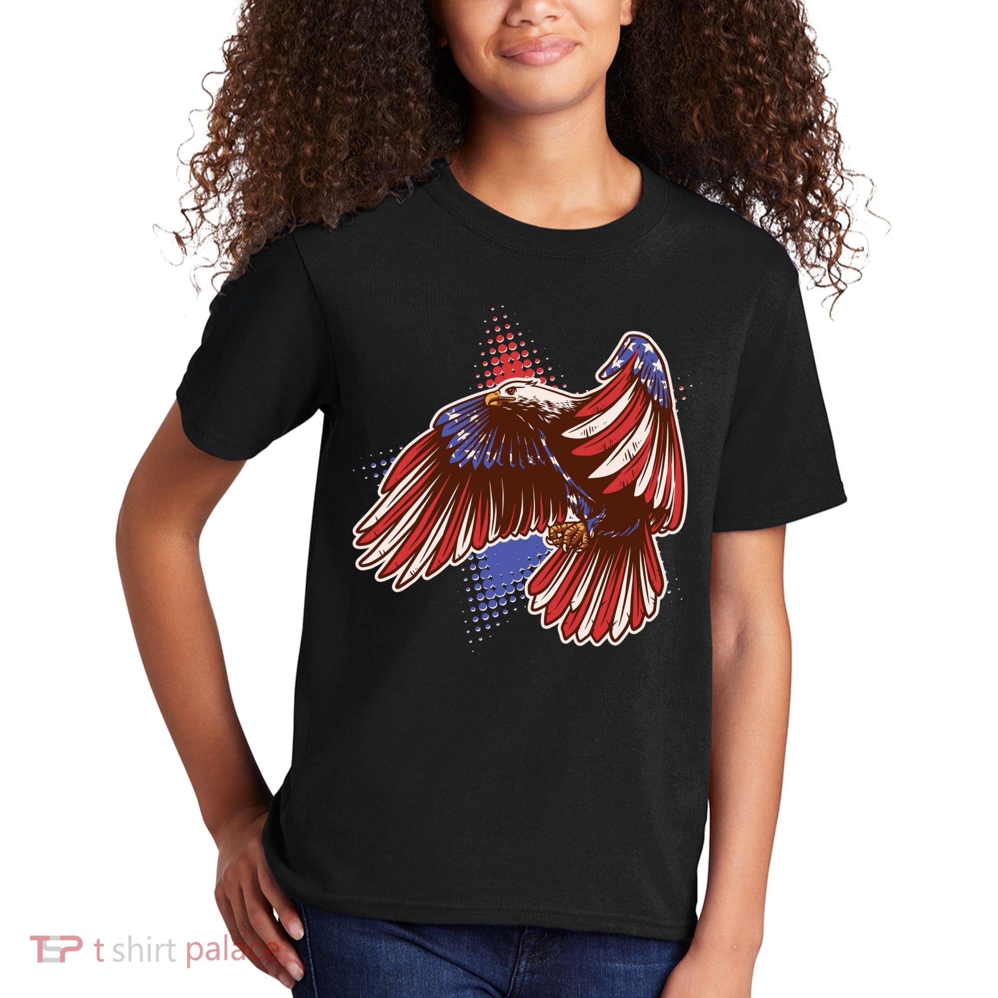 American USA Flag Patriotic Bald Eagle Kids T-Shirt