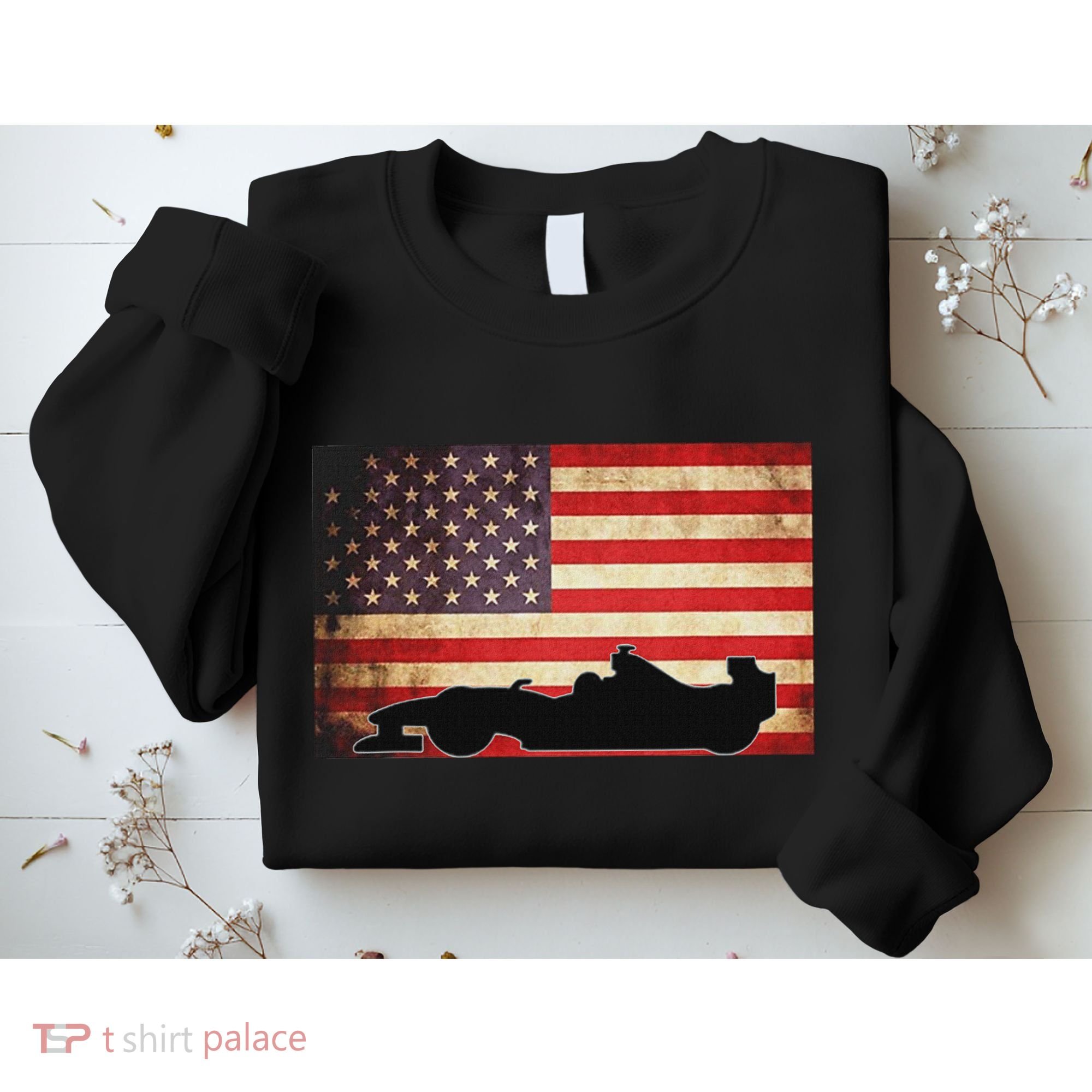 American Usa Flag Indy Car Fan Lover Racecar Formula Gift Sweatshirt