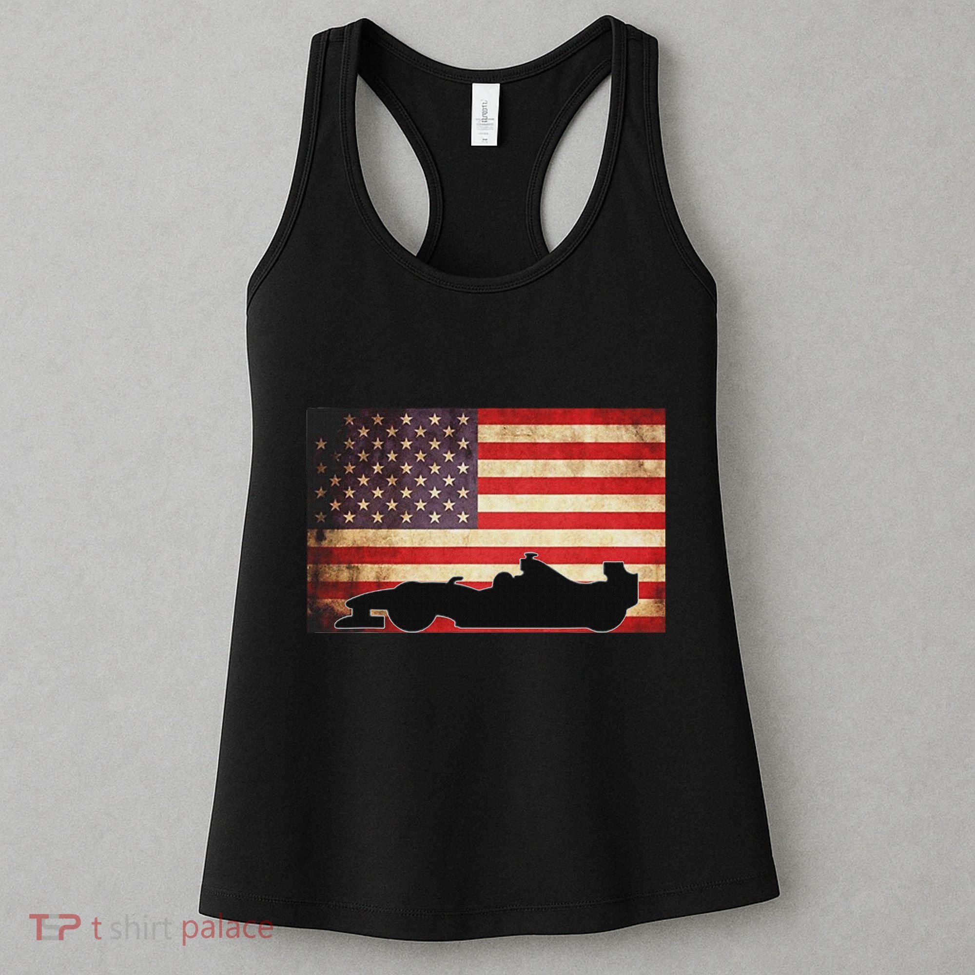 American Usa Flag Indy Car Fan Lover Racecar Formula Gift Women's Tank Top