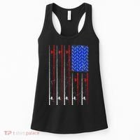American US Flag Fishing Rod , Fisherman Top For Him Women's Tank Top thumb 0