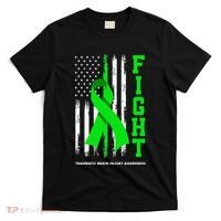 American US Flag Fight Traumatic Brain Injury Awareness T-Shirt thumb 0