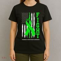 American US Flag Fight Traumatic Brain Injury Awareness T-Shirt thumb 4