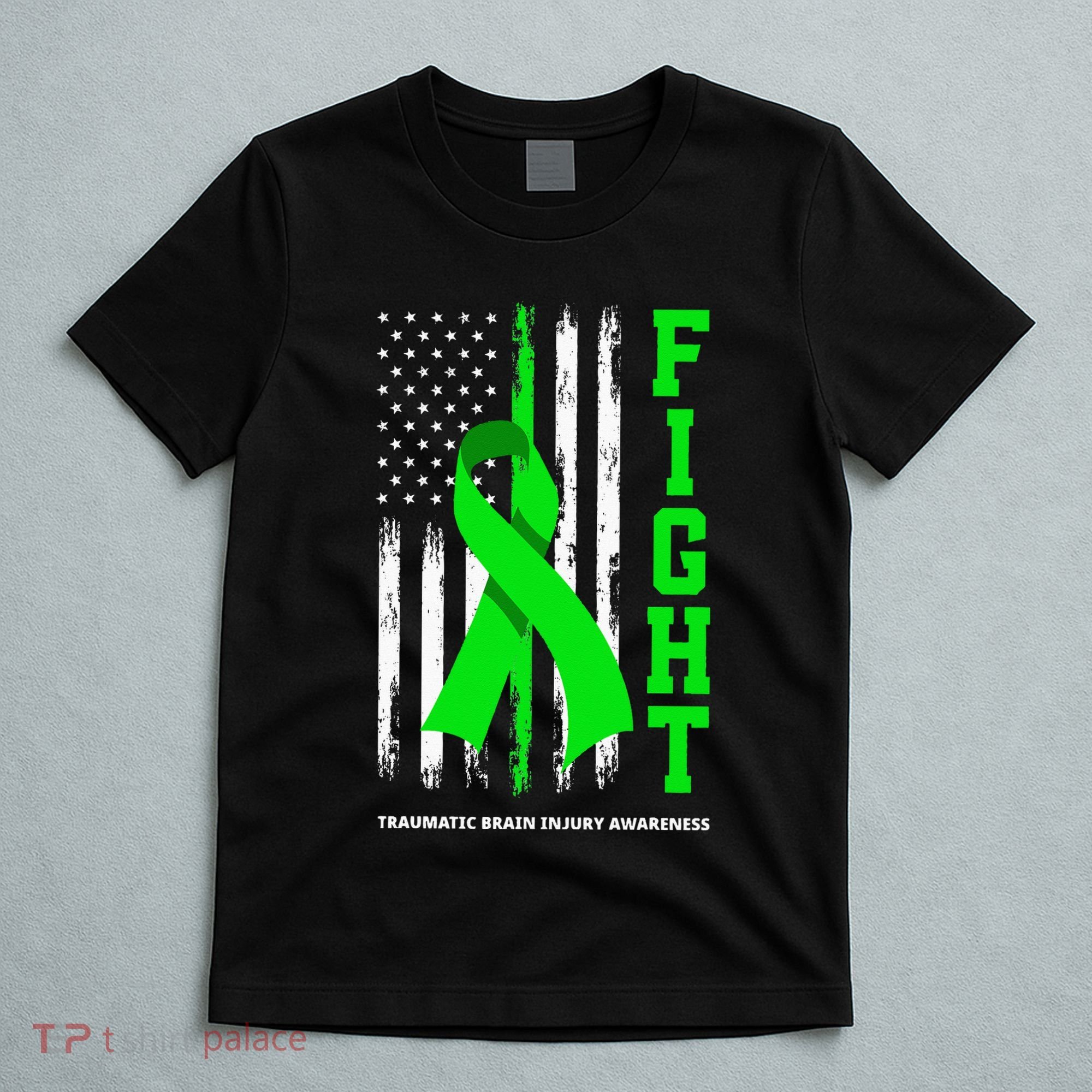 American US Flag Fight Traumatic Brain Injury Awareness T-Shirt