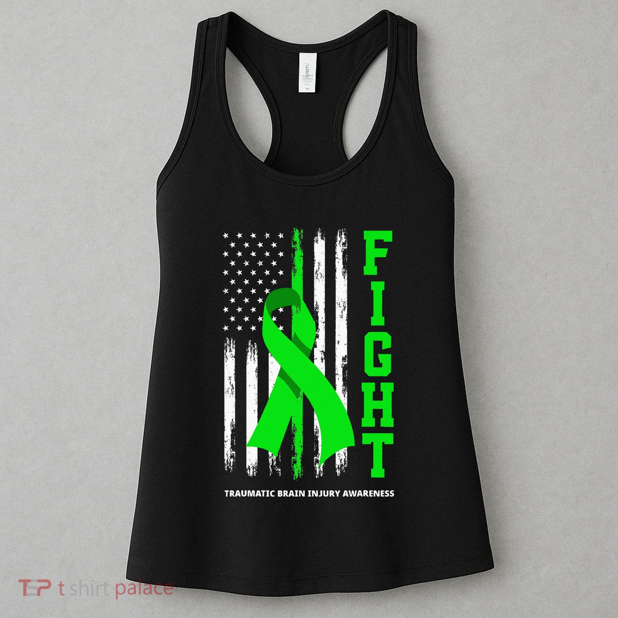 American US Flag Fight Traumatic Brain Injury Awareness Women's Tank Top