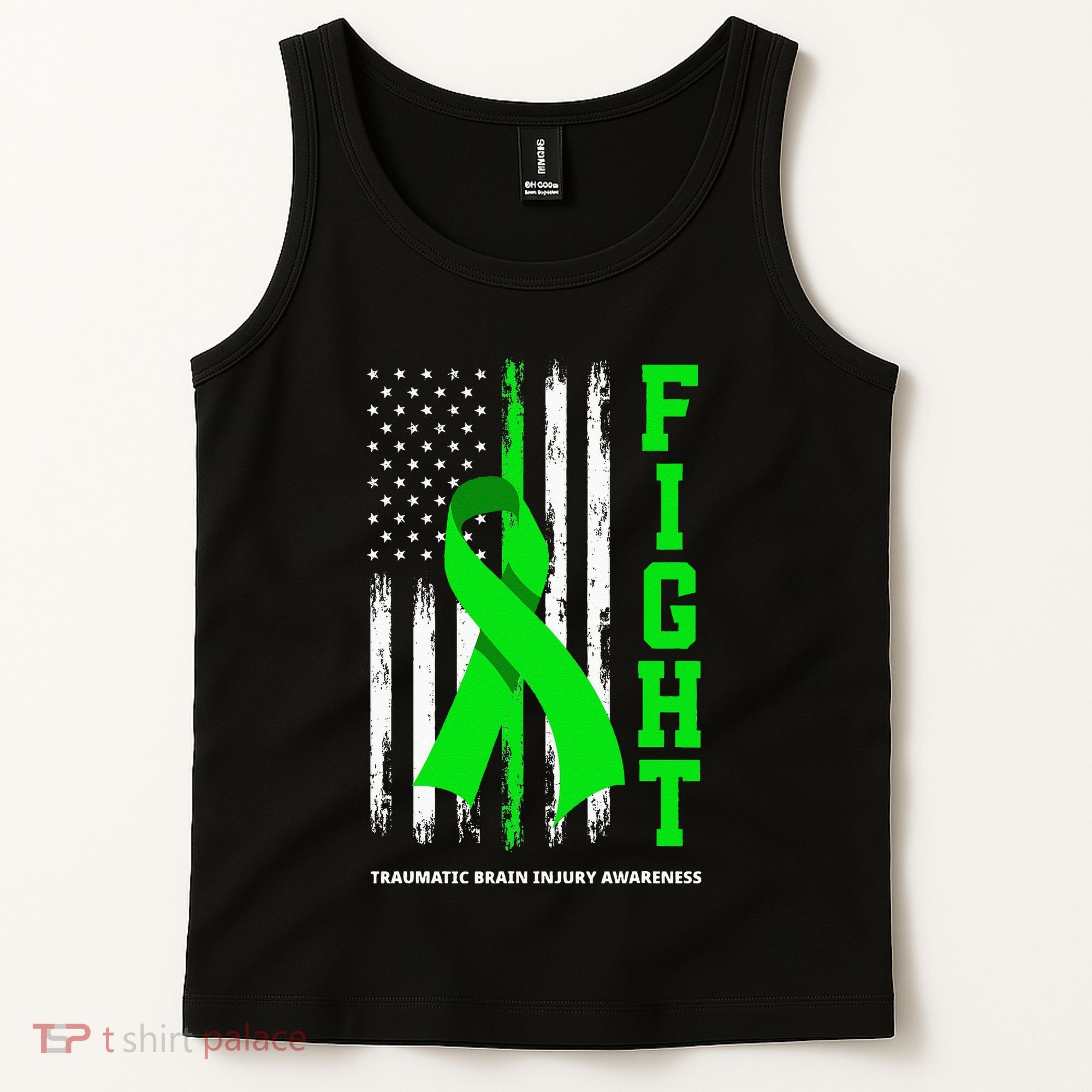 American US Flag Fight Traumatic Brain Injury Awareness Tank Top
