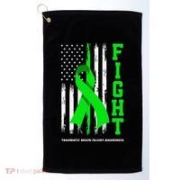 American US Flag Fight Traumatic Brain Injury Awareness Golf Towel thumb 0