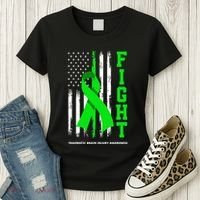 American US Flag Fight Traumatic Brain Injury Awareness Women's T-Shirt thumb 3