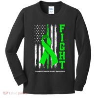 American US Flag Fight Traumatic Brain Injury Awareness Kids Long Sleeve Shirt thumb 0