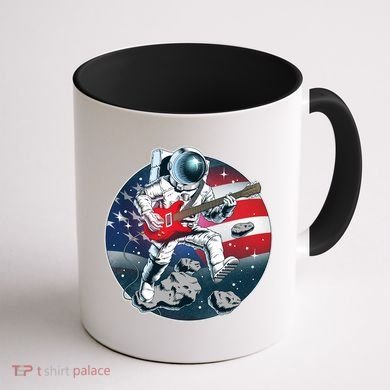American USA Flag Rocking Space Astronaut Coffee Mug back