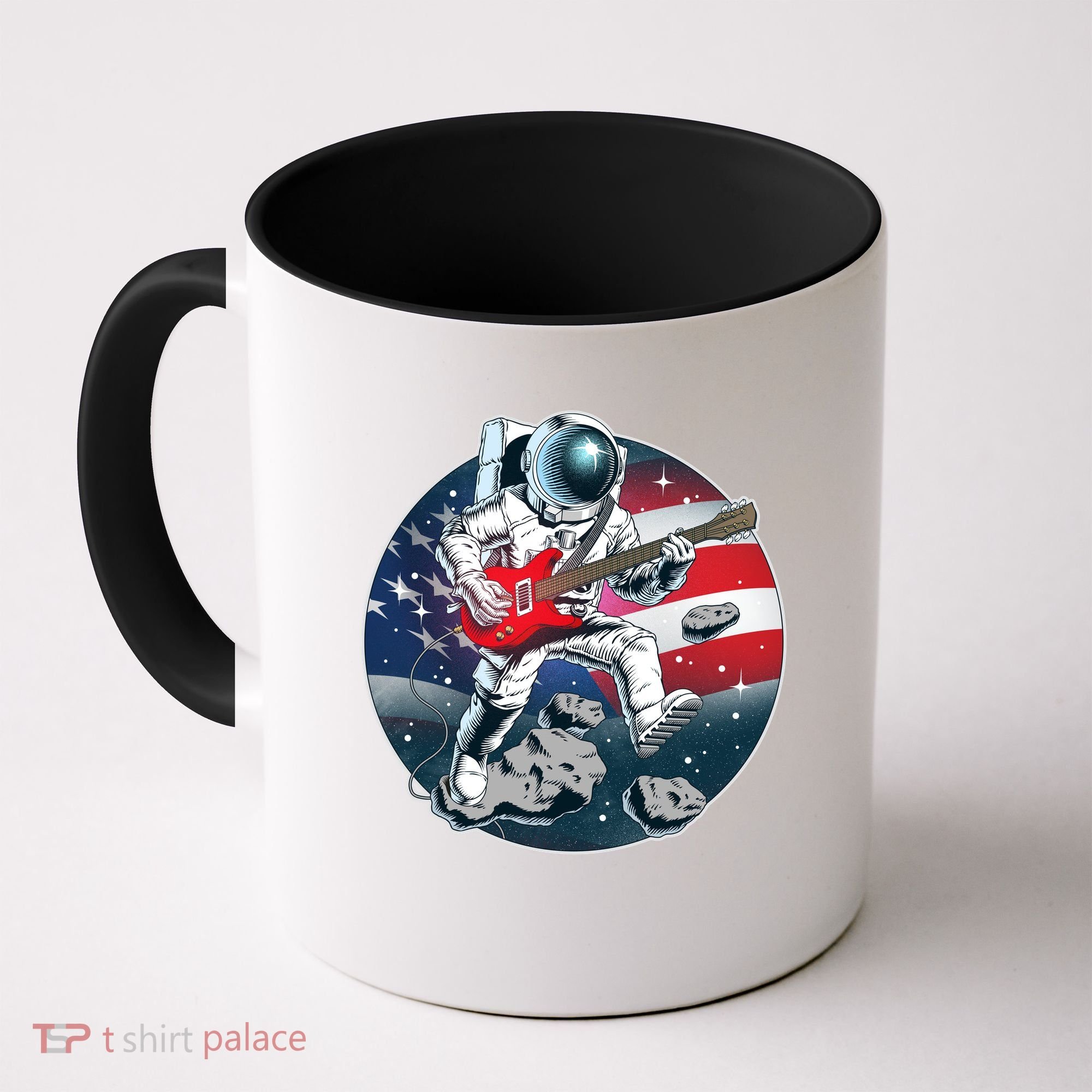 American USA Flag Rocking Space Astronaut Coffee Mug