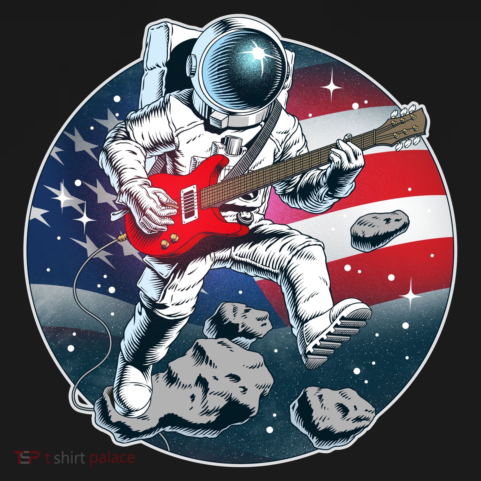 American USA Flag Rocking Space Astronaut Ornament