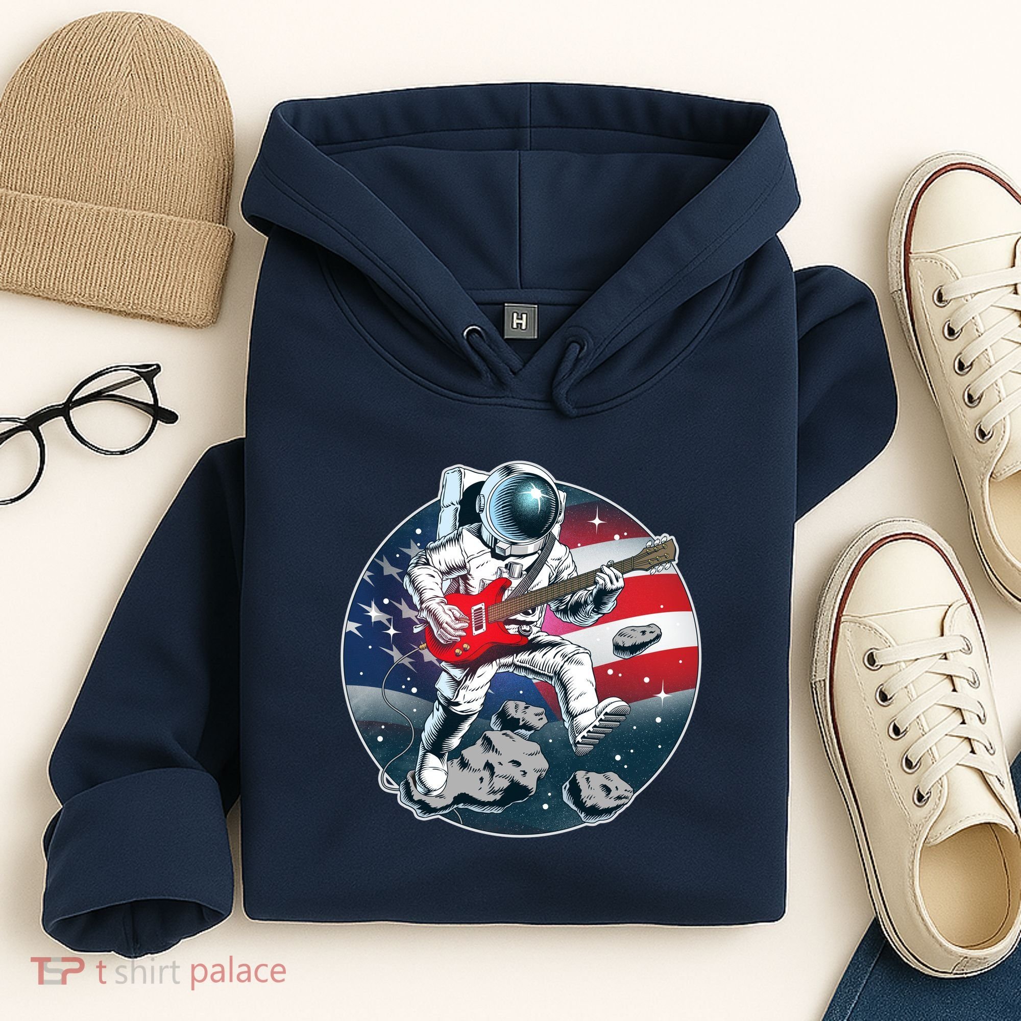 American USA Flag Rocking Space Astronaut Hoodie