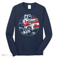 American USA Flag Rocking Space Astronaut Long Sleeve Shirt thumb 0
