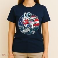 American USA Flag Rocking Space Astronaut T-Shirt thumb 4
