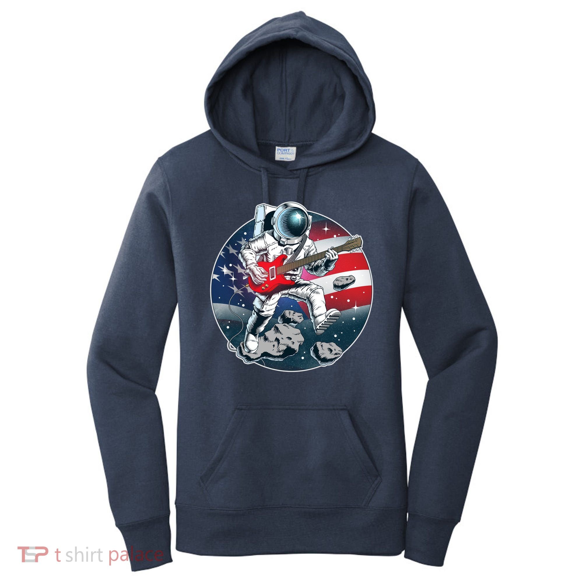 American USA Flag Rocking Space Astronaut Women's Hoodie