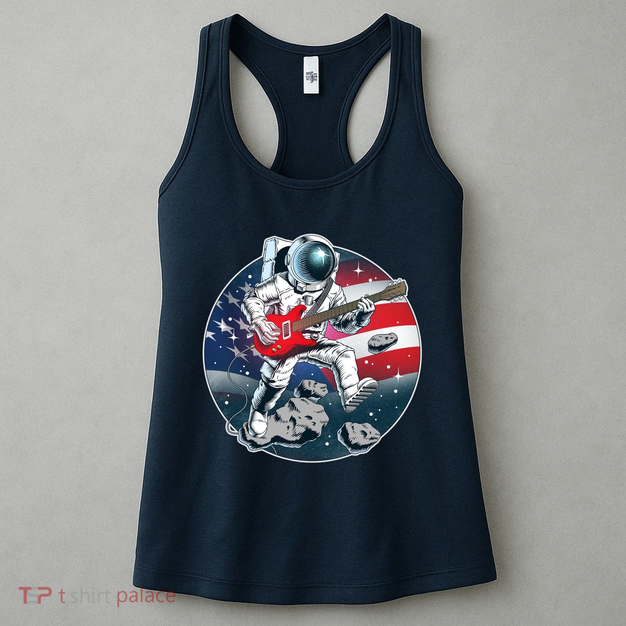 American USA Flag Rocking Space Astronaut Women's Tank Top