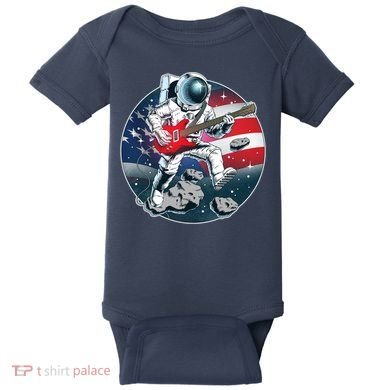 American USA Flag Rocking Space Astronaut Baby Bodysuit