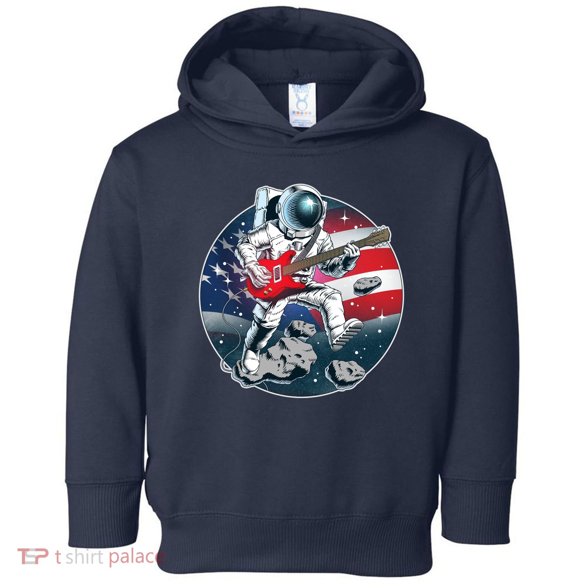 American USA Flag Rocking Space Astronaut Toddler Hoodie