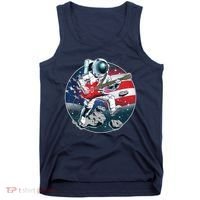 American USA Flag Rocking Space Astronaut Tank Top thumb 0