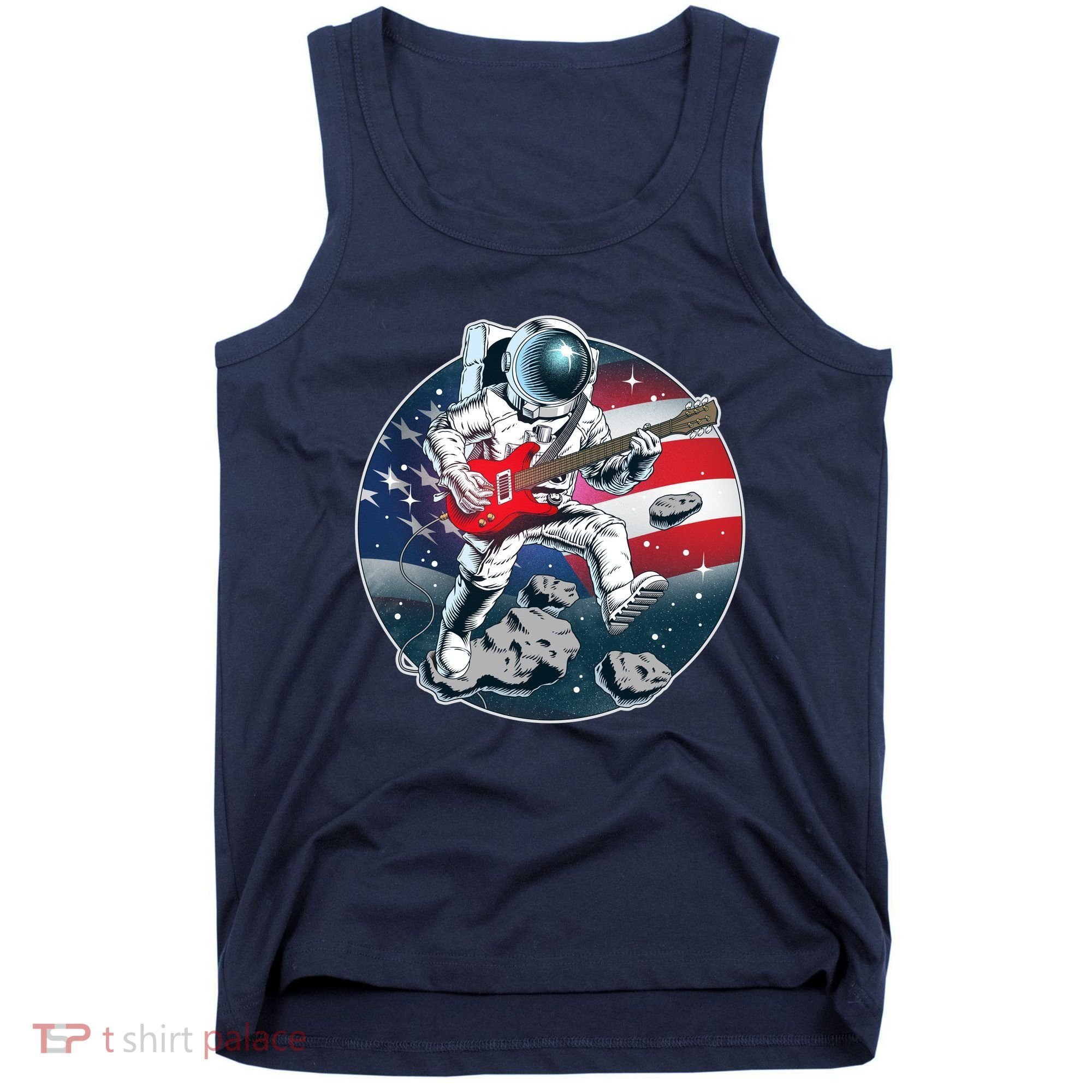 American USA Flag Rocking Space Astronaut Tank Top