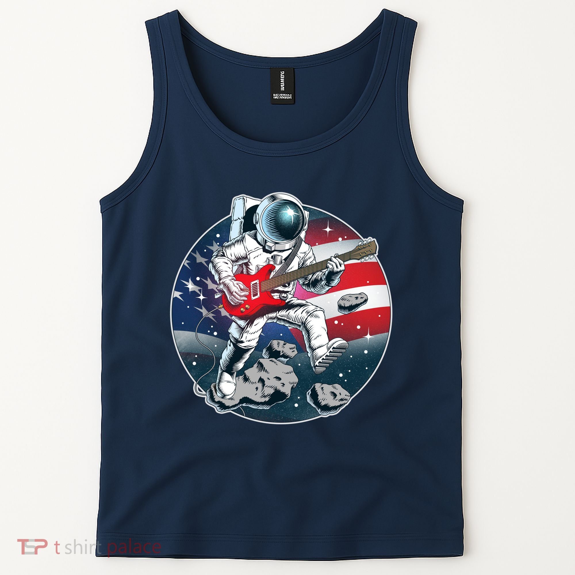 American USA Flag Rocking Space Astronaut Tank Top