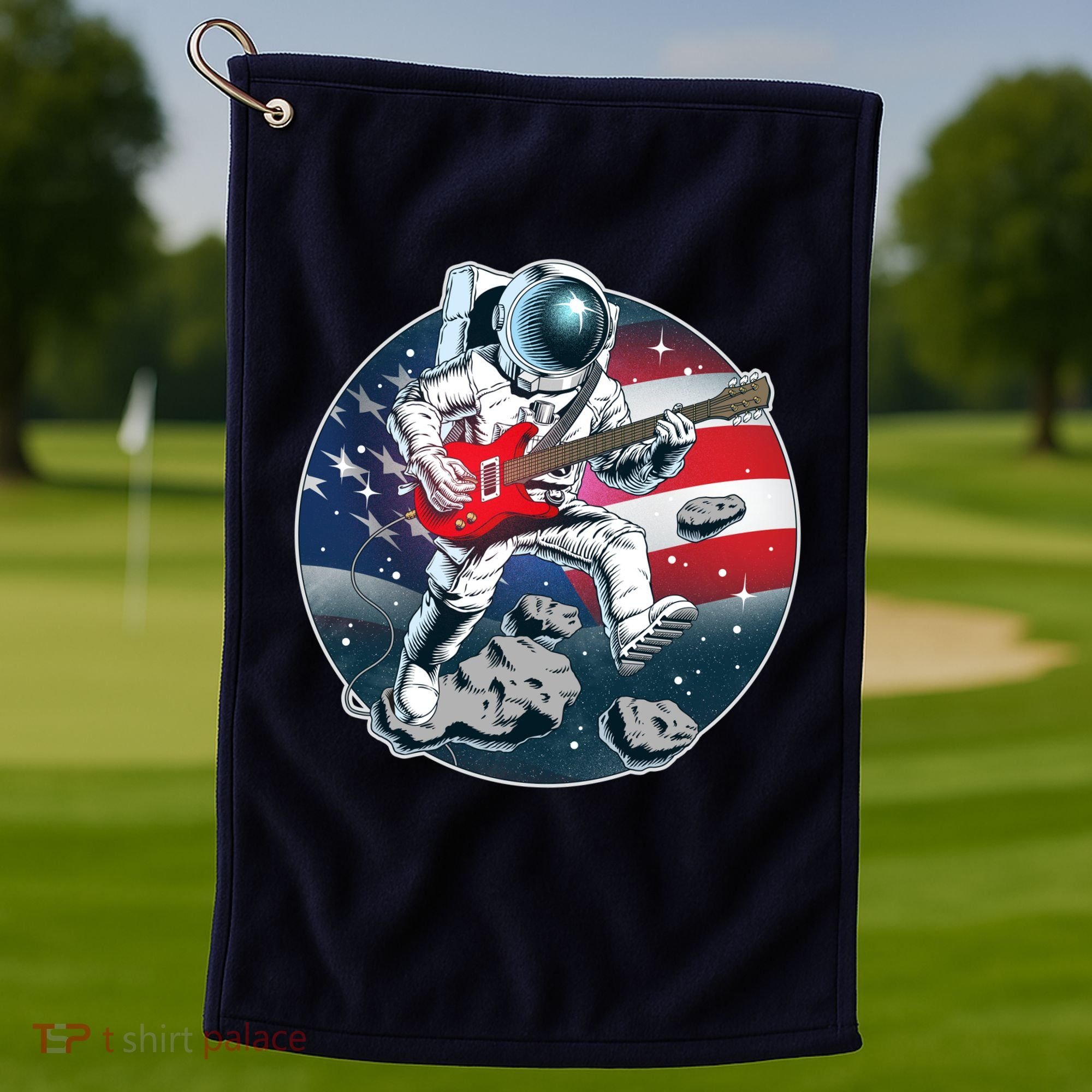 American USA Flag Rocking Space Astronaut Golf Towel