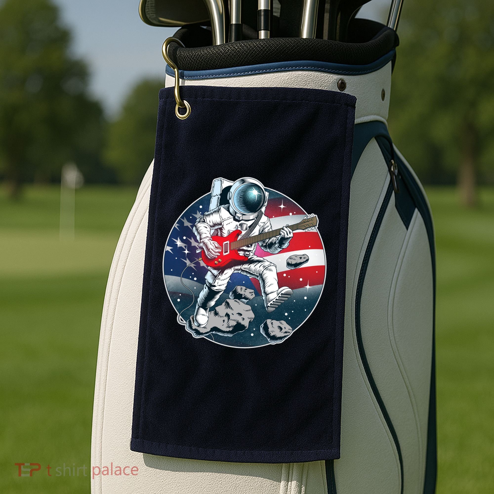 American USA Flag Rocking Space Astronaut Golf Towel