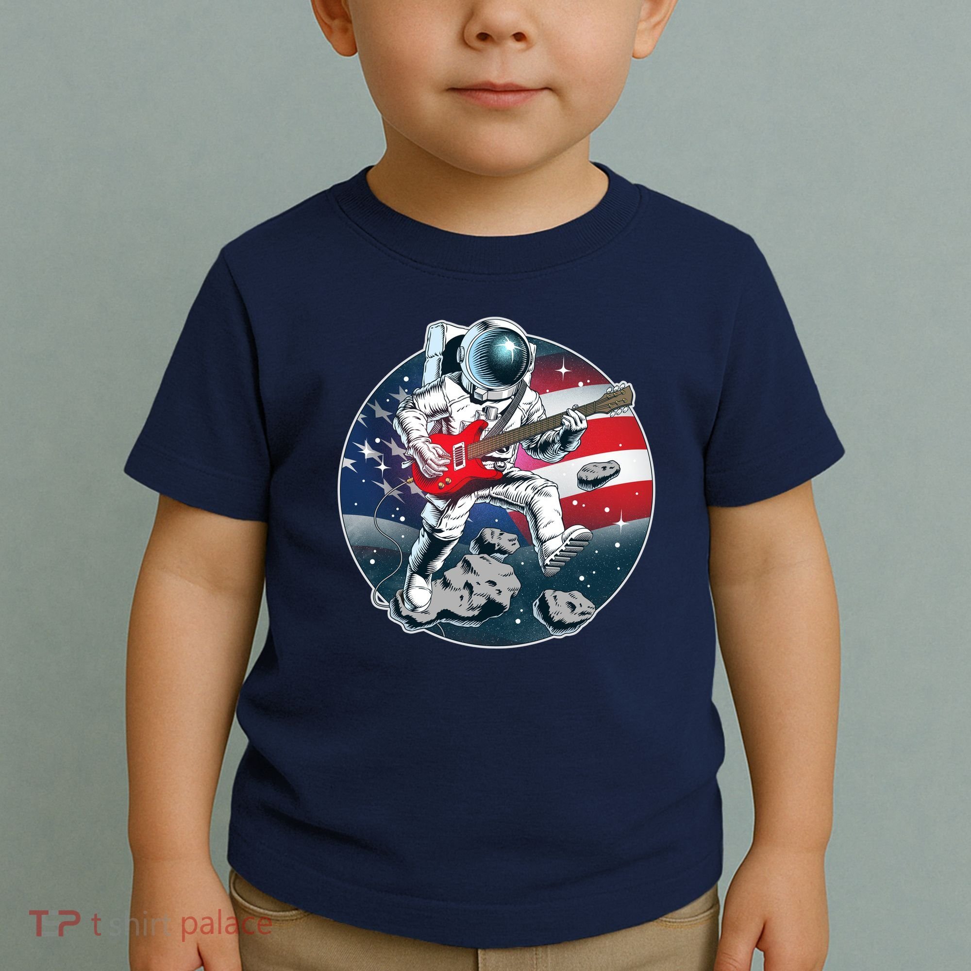 American USA Flag Rocking Space Astronaut Toddler T-Shirt