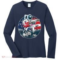 American USA Flag Rocking Space Astronaut Women's Long Sleeve Shirt thumb 0