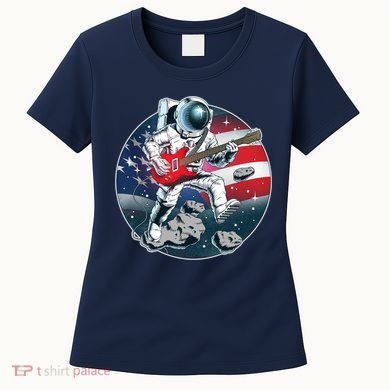 American USA Flag Rocking Space Astronaut Women's T-Shirt
