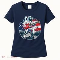 American USA Flag Rocking Space Astronaut Women's T-Shirt thumb 0