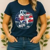 American USA Flag Rocking Space Astronaut Women's T-Shirt thumb 2