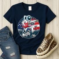 American USA Flag Rocking Space Astronaut Women's T-Shirt thumb 3