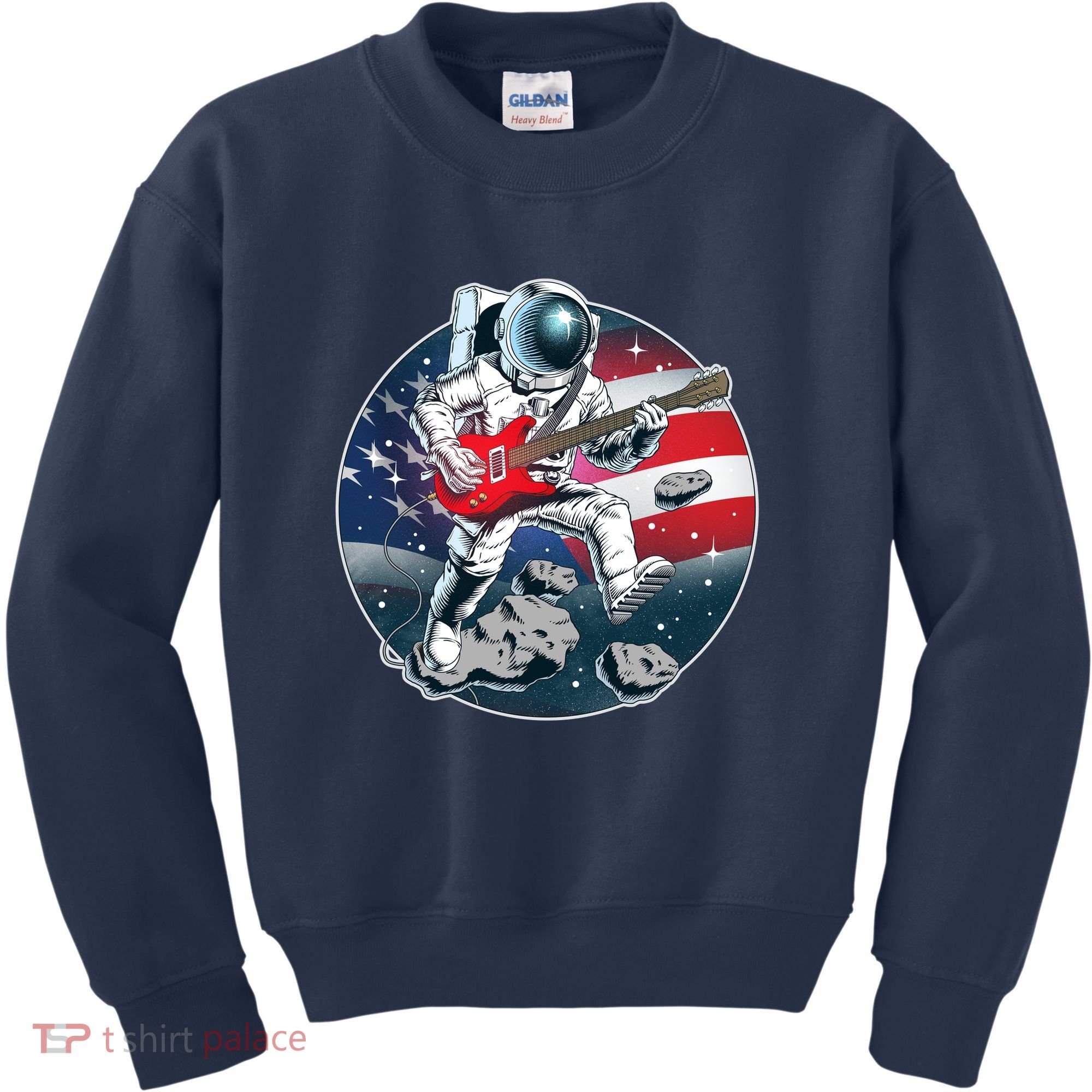 American USA Flag Rocking Space Astronaut Kids Sweatshirt