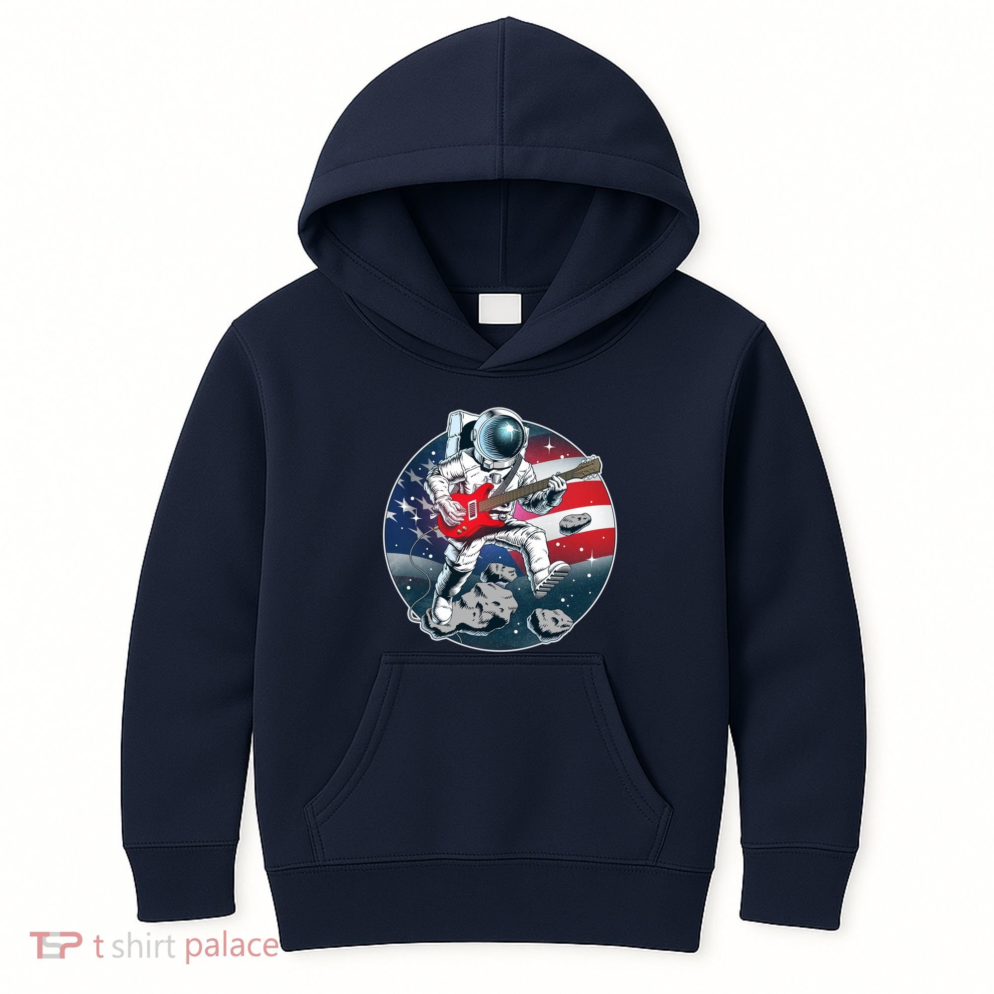 American USA Flag Rocking Space Astronaut Kids Hoodie