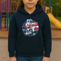 American USA Flag Rocking Space Astronaut Kids Hoodie thumb 3