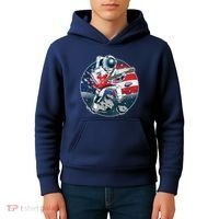 American USA Flag Rocking Space Astronaut Kids Hoodie thumb 4