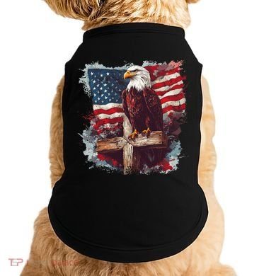 American USA Flag Christian Cross Eagle Doggie Tank
