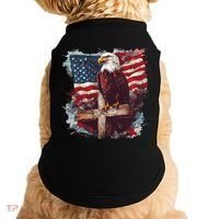 American USA Flag Christian Cross Eagle Doggie Tank thumb 0