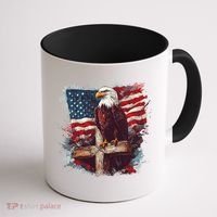 American USA Flag Christian Cross Eagle Coffee Mug thumb 1